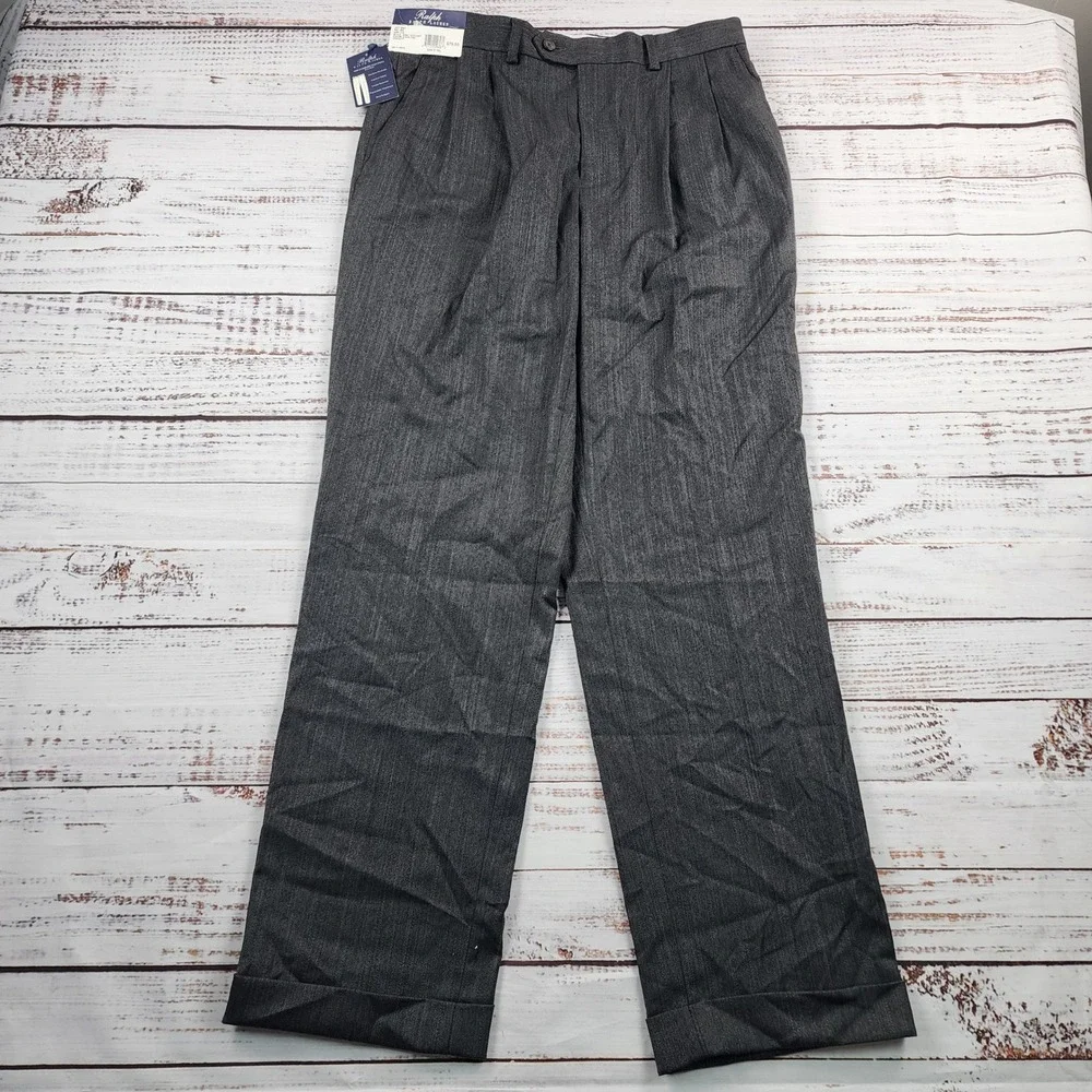 Ralph Ralph Lauren Comfort Flex Pant NWT Mens 32W x 32L Charcoal Pleated Dress